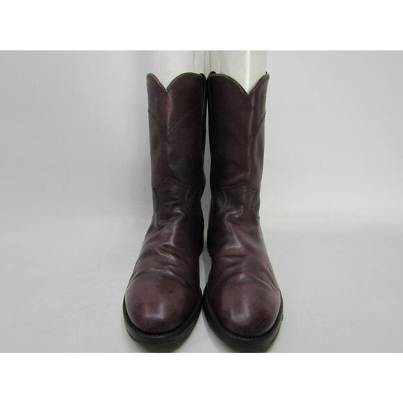 Justin Mens Size 7.5 EE Burgundy Leather Roper Cowboy Western Boots main image 11